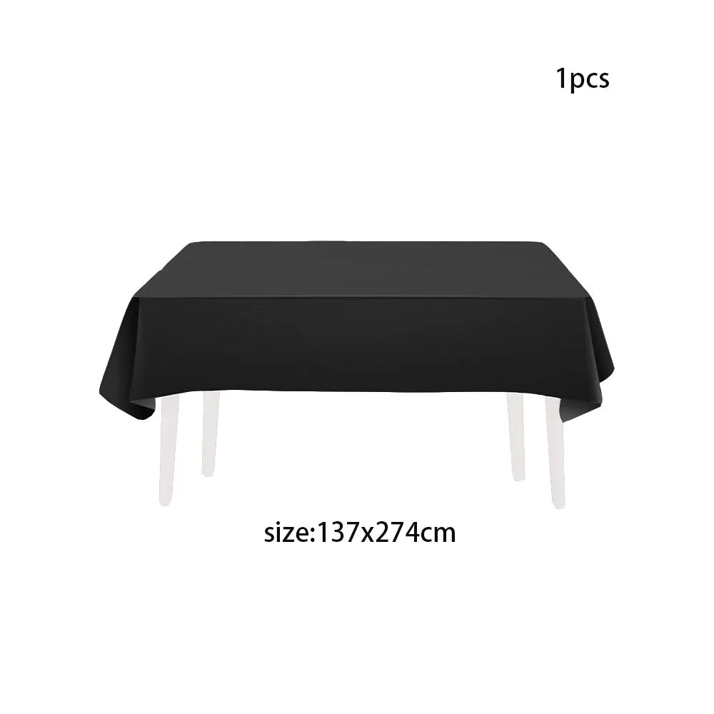 Black Birthday Party Tableware Set - 20-Piece Disposable Plates Cups Paper and Tablecloth - ZOOMNSTORE