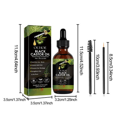 Organic Black Castor Oil Hair Growth Serum - Moisturizing Essential Oil for Hair Loss Prevention - ZOOMNSTORE