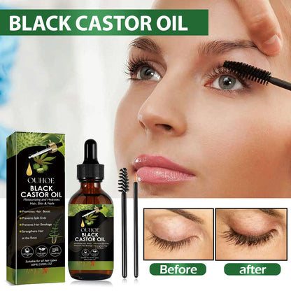 Organic Black Castor Oil Hair Growth Serum - Moisturizing Essential Oil for Hair Loss Prevention - ZOOMNSTORE