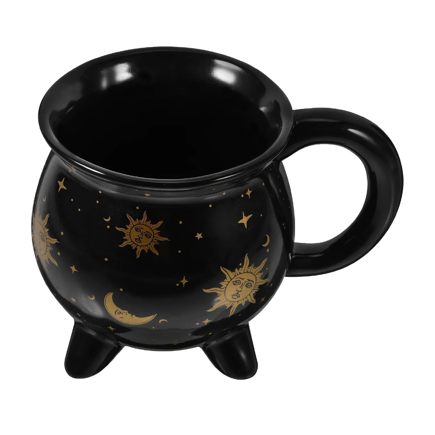 Black Ceramic Witch Mug - Cauldron Coffee Mug 350ml | Sorceress Potion Cup, Microwave Safe - ZOOMNSTORE