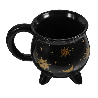 Black Ceramic Witch Mug - Cauldron Coffee Mug 350ml | Sorceress Potion Cup, Microwave Safe - ZOOMNSTORE