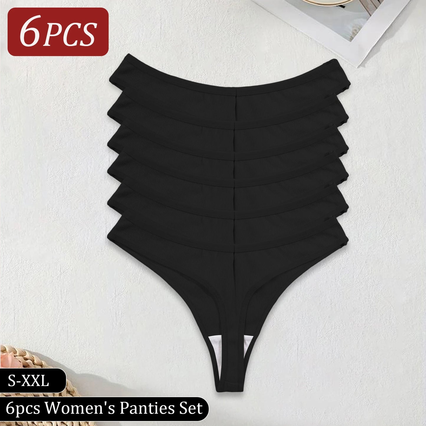 Black Cotton Panties - Women's Low Waist Sexy G-String Breathable Briefs - ZOOMNSTORE