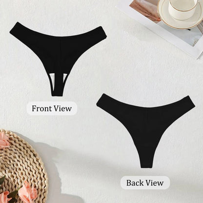 Black Cotton Panties - Women's Low Waist Sexy G-String Breathable Briefs - ZOOMNSTORE