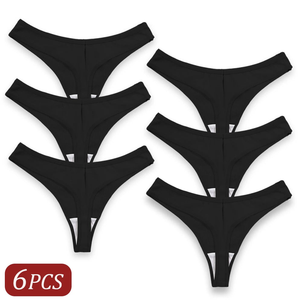 Black Cotton Panties - Women's Low Waist Sexy G-String Breathable Briefs - ZOOMNSTORE