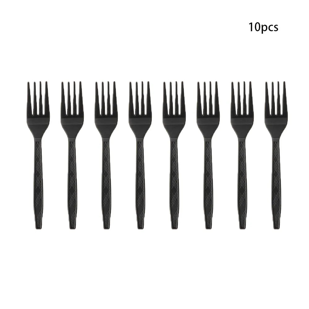 Black Birthday Party Tableware Set - 20-Piece Disposable Plates Cups Paper and Tablecloth - ZOOMNSTORE