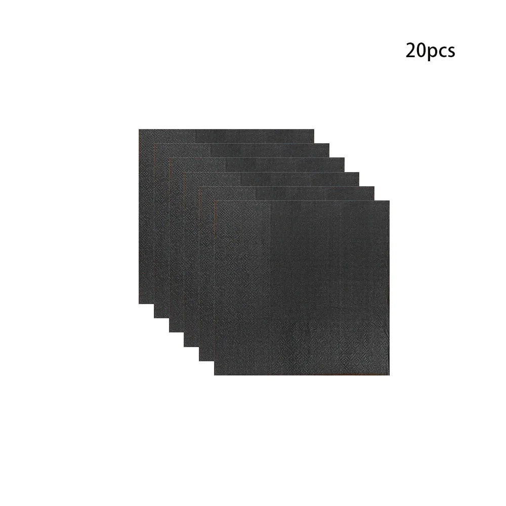 Black Birthday Party Tableware Set - 20-Piece Disposable Plates Cups Paper and Tablecloth - ZOOMNSTORE