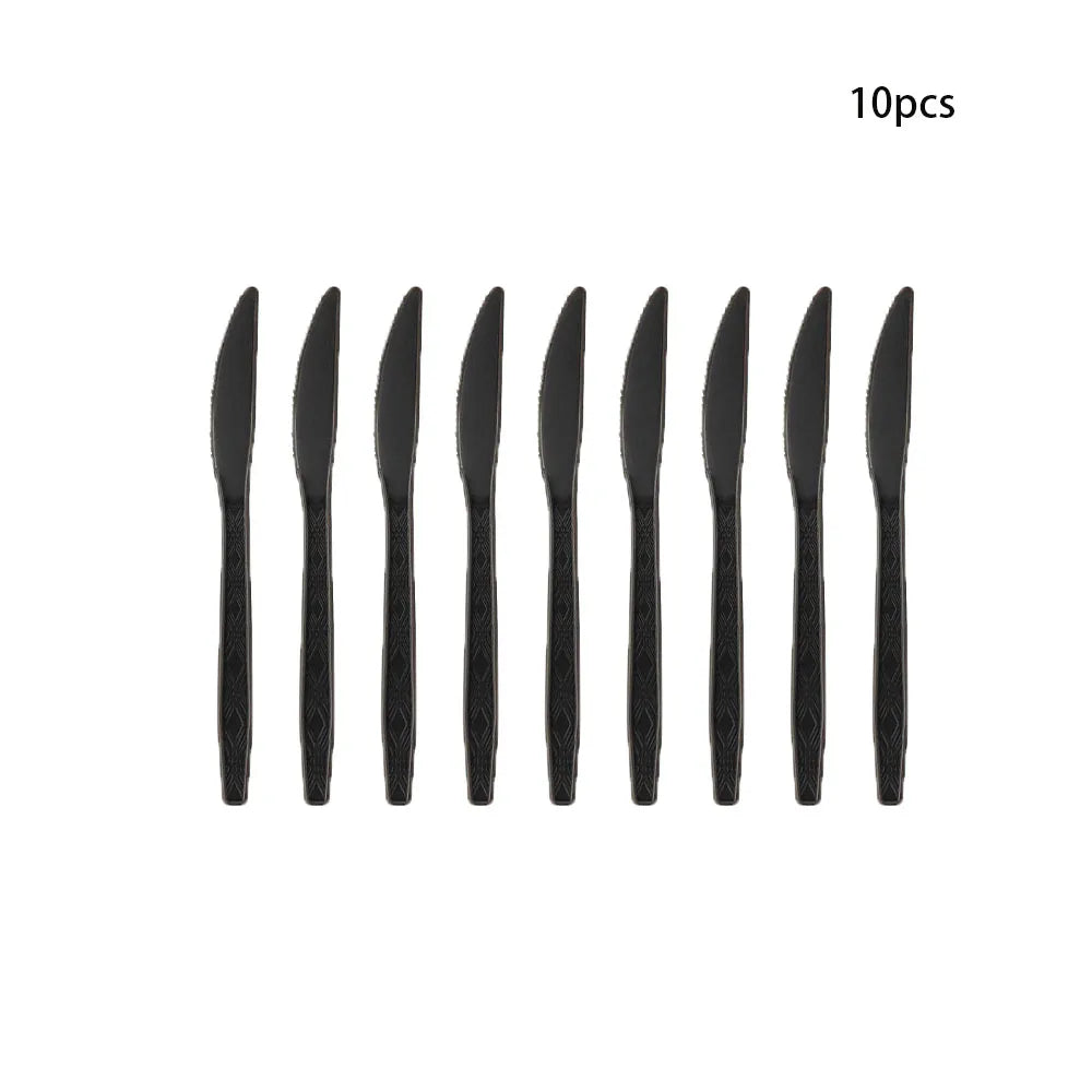 Black Birthday Party Tableware Set - 20-Piece Disposable Plates Cups Paper and Tablecloth - ZOOMNSTORE