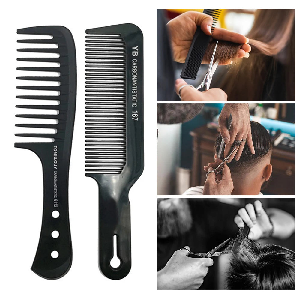 Black Flattop Hair Comb - Wide Tooth Professional Hair Cutting Comb for Men’s Styling - ZOOMNSTORE