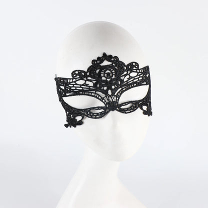 Black Lace Queen Masquerade Mask - Embroidered Carnival Costume Accessory - ZOOMNSTORE