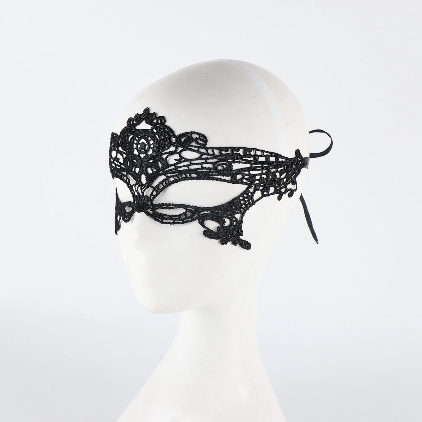 Black Lace Queen Masquerade Mask - Embroidered Carnival Costume Accessory - ZOOMNSTORE