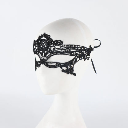 Black Lace Queen Masquerade Mask - Embroidered Carnival Costume Accessory - ZOOMNSTORE