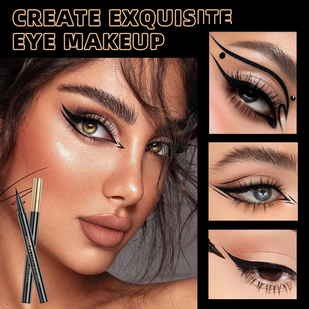 Black Liquid Eyeliner - Waterproof, Quick Drying & Smudge Proof Eye Makeup Pen - ZOOMNSTORE