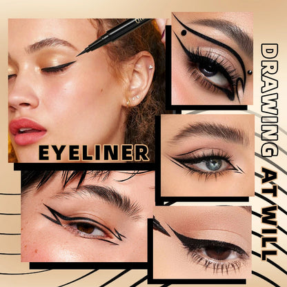 Black Liquid Eyeliner - Waterproof, Quick Drying & Smudge Proof Eye Makeup Pen - ZOOMNSTORE
