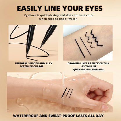 Black Liquid Eyeliner - Waterproof, Quick Drying & Smudge Proof Eye Makeup Pen - ZOOMNSTORE