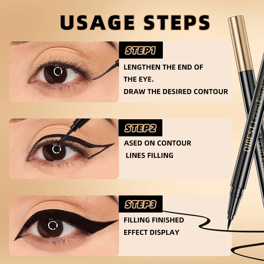 Black Liquid Eyeliner - Waterproof, Quick Drying & Smudge Proof Eye Makeup Pen - ZOOMNSTORE