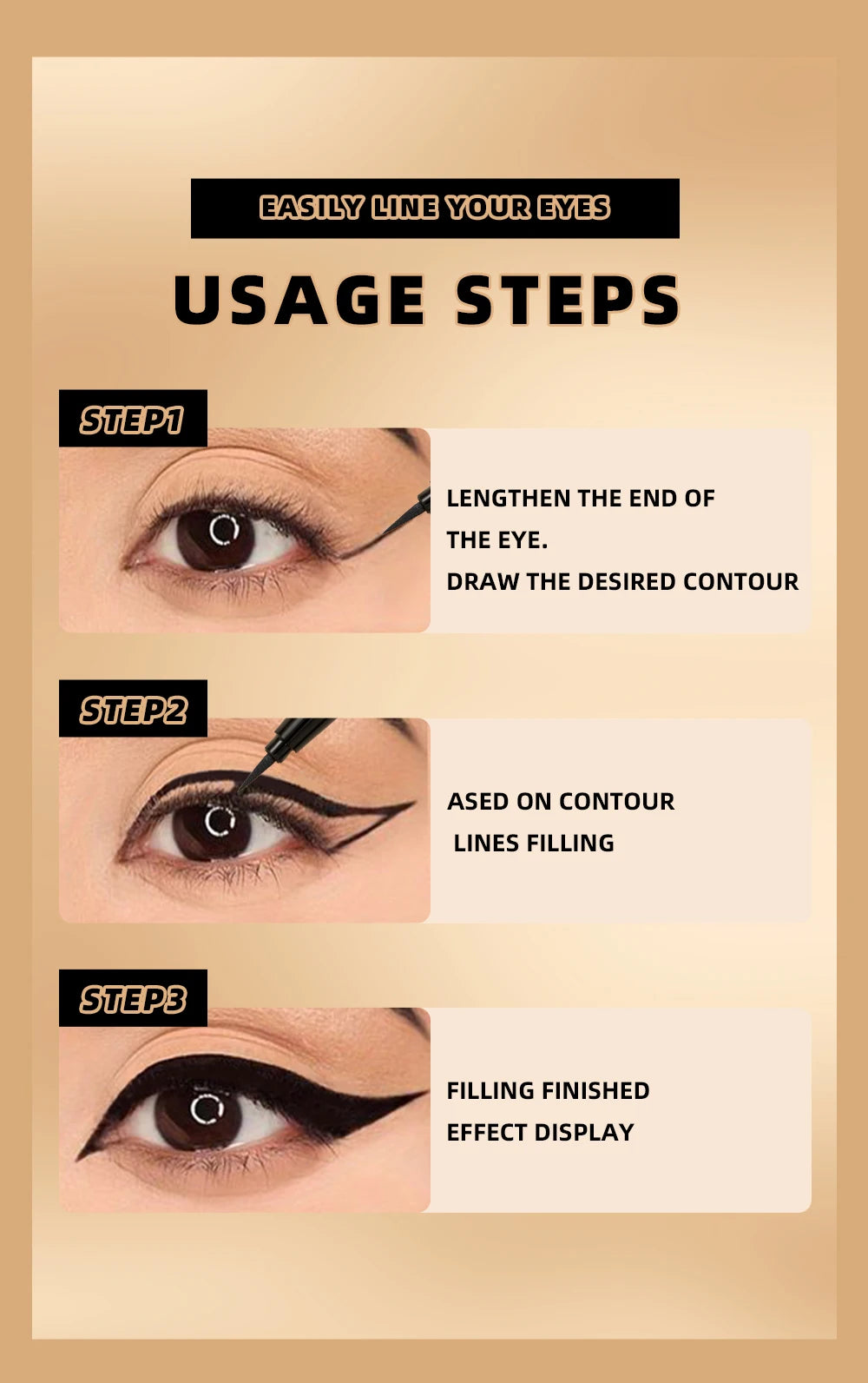 Black Liquid Eyeliner - Waterproof, Quick Drying & Smudge Proof Eye Makeup Pen - ZOOMNSTORE