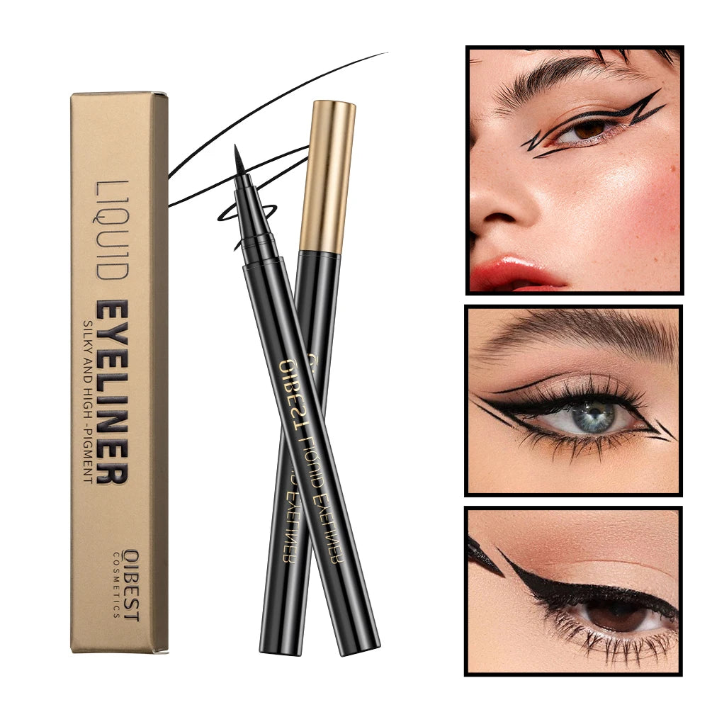 Black Liquid Eyeliner - Waterproof, Quick Drying & Smudge Proof Eye Makeup Pen - ZOOMNSTORE