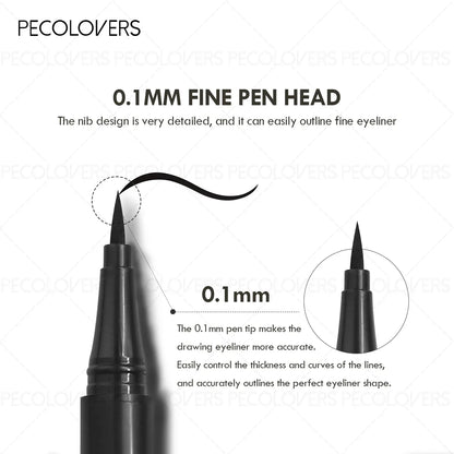 Black Liquid Eyeliner Waterproof Set - 3 Pcs High Pigmented Precision Tip Pen - ZOOMNSTORE