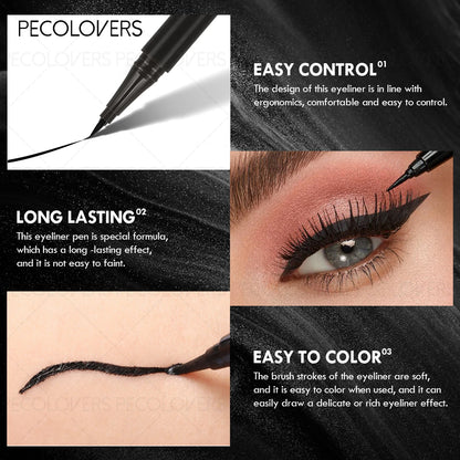 Black Liquid Eyeliner Waterproof Set - 3 Pcs High Pigmented Precision Tip Pen - ZOOMNSTORE