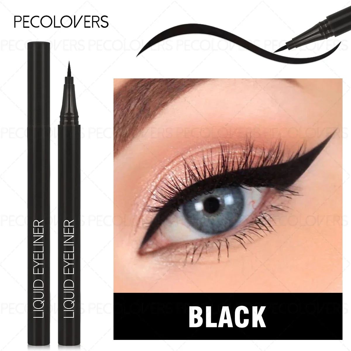 Black Liquid Eyeliner Waterproof Set - 3 Pcs High Pigmented Precision Tip Pen - ZOOMNSTORE