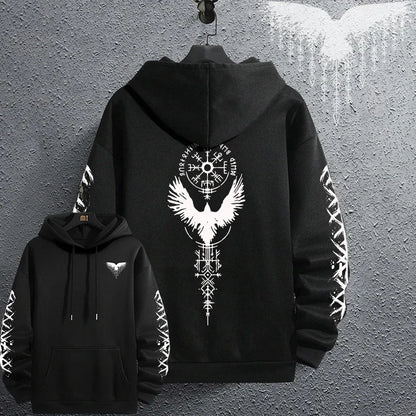 Black Men's Hoodie – Autumn Winter Casual Sweatshirt | Sporty Jogging Pullover - ZOOMNSTORE