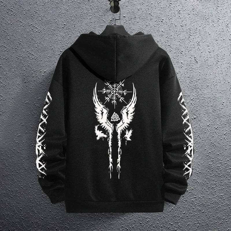 Black Men's Hoodie – Autumn Winter Casual Sweatshirt | Sporty Jogging Pullover - ZOOMNSTORE