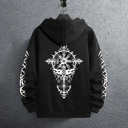 Black Men's Hoodie – Autumn Winter Casual Sweatshirt | Sporty Jogging Pullover - ZOOMNSTORE