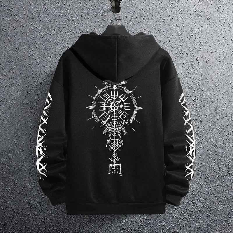Black Men's Hoodie – Autumn Winter Casual Sweatshirt | Sporty Jogging Pullover - ZOOMNSTORE