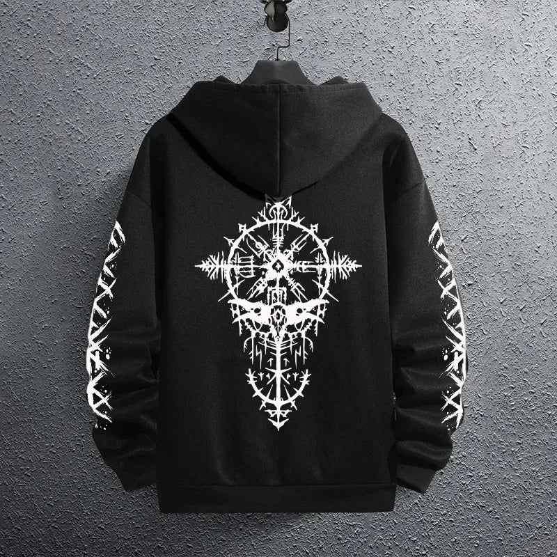 Black Men's Hoodie – Autumn Winter Casual Sweatshirt | Sporty Jogging Pullover - ZOOMNSTORE