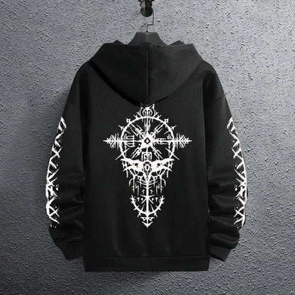 Black Men's Hoodie – Autumn Winter Casual Sweatshirt | Sporty Jogging Pullover - ZOOMNSTORE