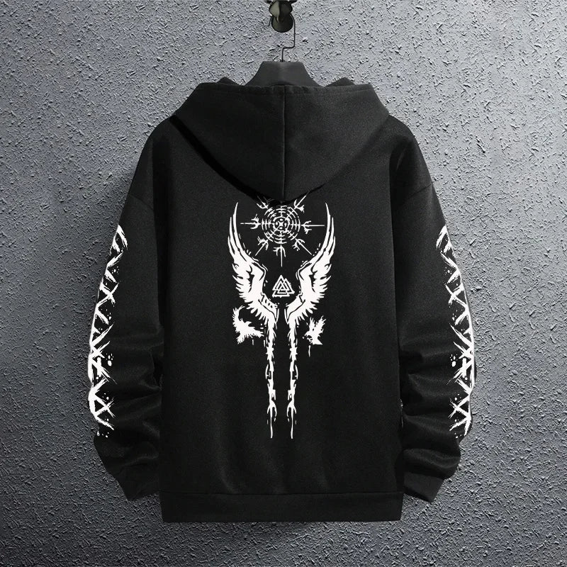 Black Men's Hoodie – Autumn Winter Casual Sweatshirt | Sporty Jogging Pullover - ZOOMNSTORE