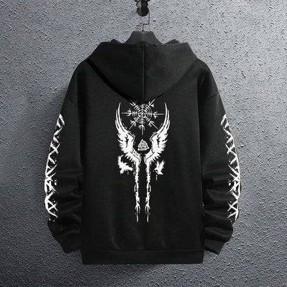 Black Men's Hoodie – Autumn Winter Casual Sweatshirt | Sporty Jogging Pullover - ZOOMNSTORE