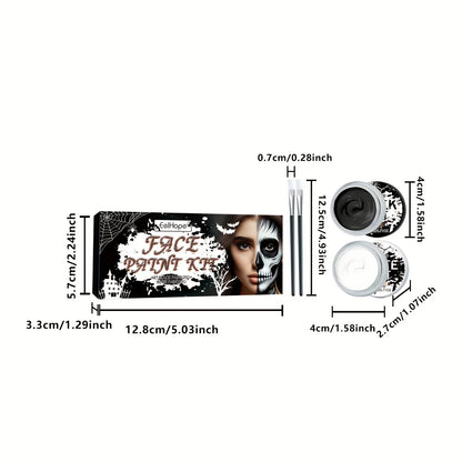 Black & White Face Body Paint Kit with Brushes Long-Lasting Makeup For Halloween Festive Fun Makeup Accessories Makeup Set - ZOOMNSTORE