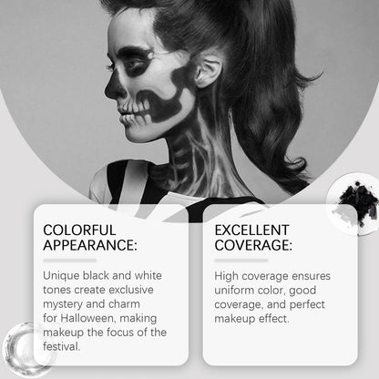 Black & White Face Body Paint Kit with Brushes Long-Lasting Makeup For Halloween Festive Fun Makeup Accessories Makeup Set - ZOOMNSTORE