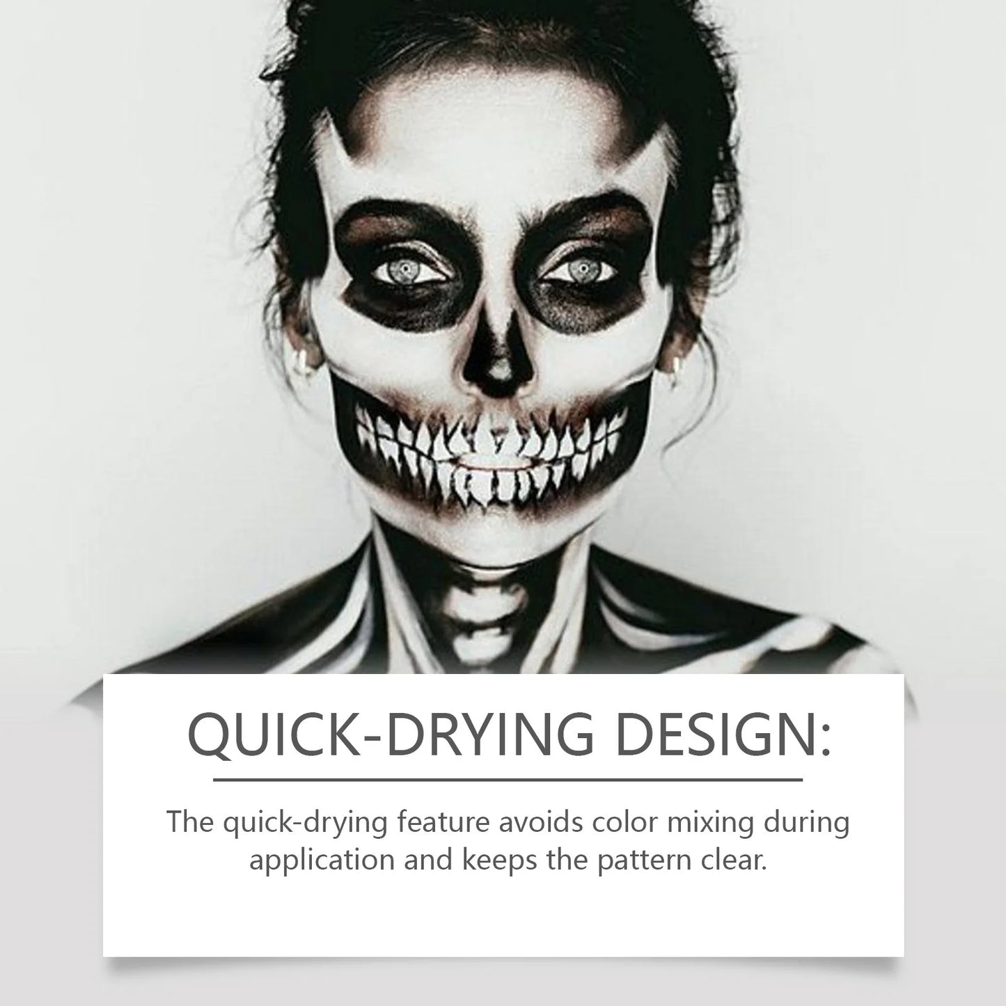 Black & White Face Body Paint Kit with Brushes Long-Lasting Makeup For Halloween Festive Fun Makeup Accessories Makeup Set - ZOOMNSTORE