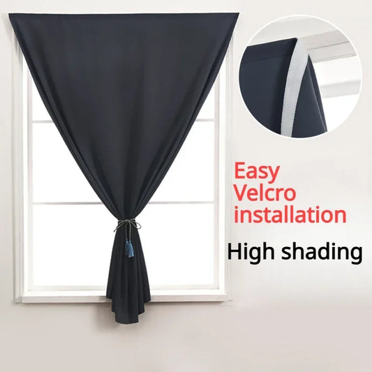 No-Drill Blackout Curtains - Modern Short Curtains for Bay Windows and Doors - ZOOMNSTORE