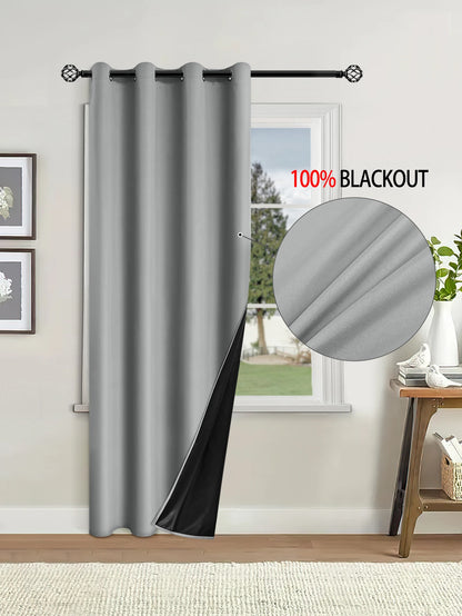 Blackout Curtain Insulated - Modern Style Solid Color Window Treatment with Removable Lining - ZOOMNSTORE