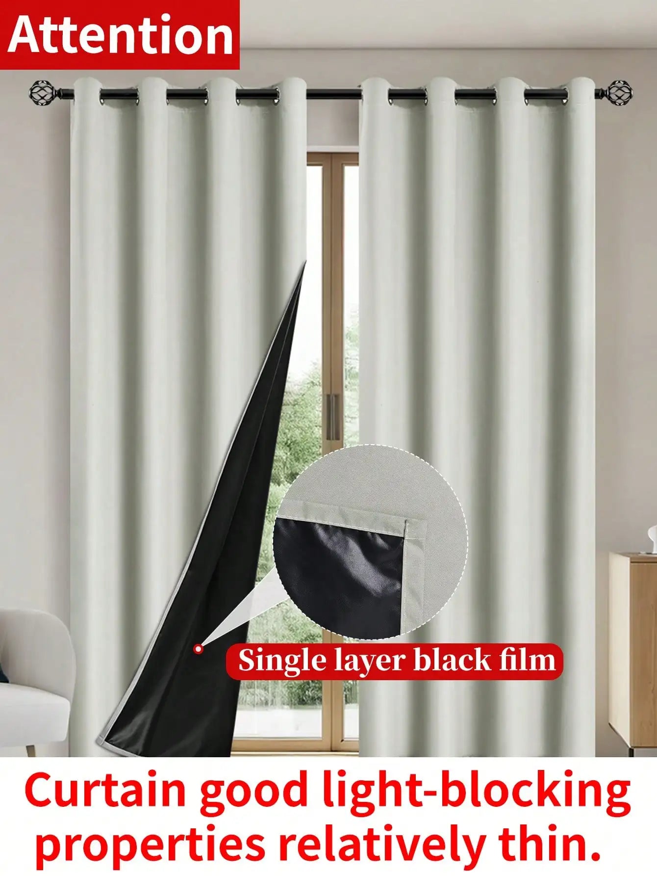 Blackout Curtain Insulated - Modern Style Solid Color Window Treatment with Removable Lining - ZOOMNSTORE