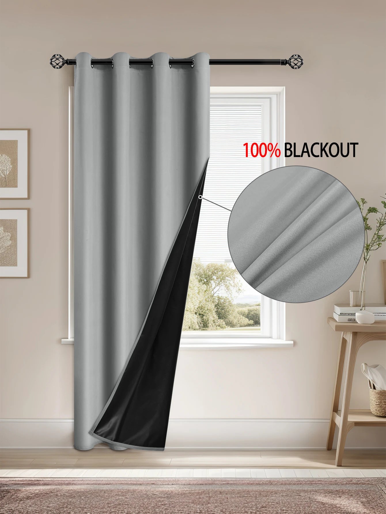 Blackout Curtain Insulated - Modern Style Solid Color Window Treatment with Removable Lining - ZOOMNSTORE