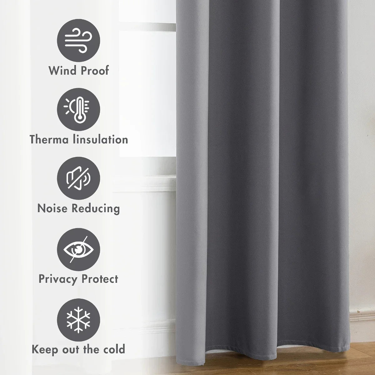 2pcs Modern 100% Blackout Curtain with Coated Lining, Curains for Bedroom, Living Room, Dining Room, Bathroom, Home Decor - ZOOMNSTORE