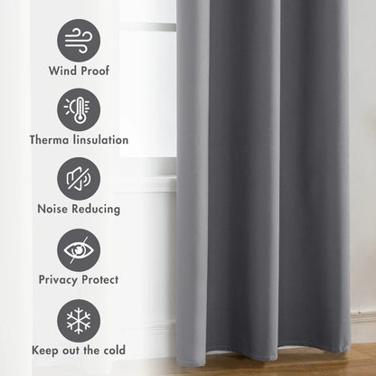 2pcs Modern 100% Blackout Curtain with Coated Lining, Curains for Bedroom, Living Room, Dining Room, Bathroom, Home Decor - ZOOMNSTORE