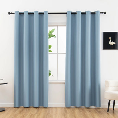 2pcs Modern 100% Blackout Curtain with Coated Lining, Curains for Bedroom, Living Room, Dining Room, Bathroom, Home Decor - ZOOMNSTORE