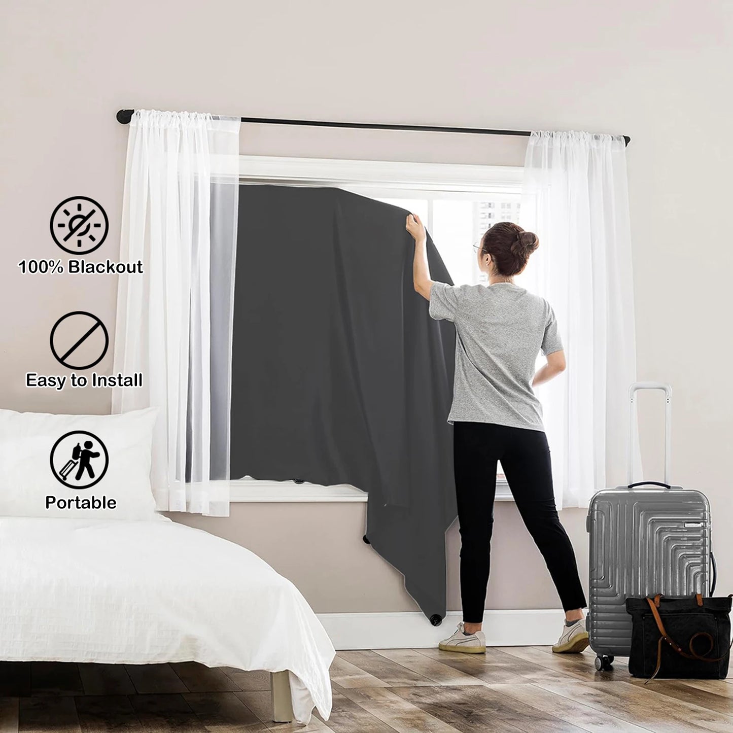 Blackout Window Curtain - UV Blocking Portable Sunshade with Suction Cups - ZOOMNSTORE