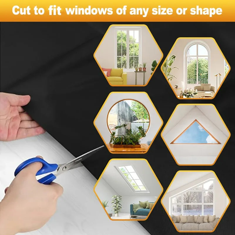 100% Blackout Curtain Removable Portable Travel Blocking Darkest Window Film Cloth Temporary DIY No Drill Blackout Curtains - ZOOMNSTORE