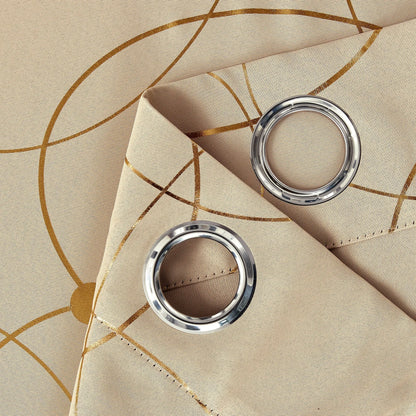 Blackout Curtains – 2Pcs Thermal Insulated Drapes with Golden Wave & Circle Pattern - ZOOMNSTORE
