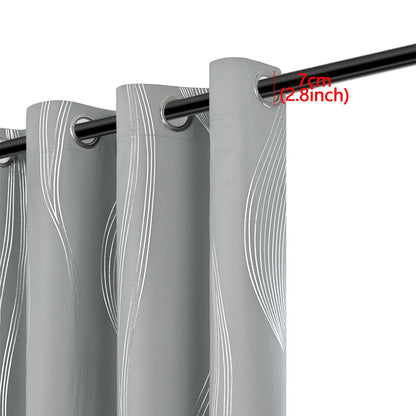 Blackout Curtains - Luxury Marble & Wave Pattern Grommet Top Drapes for Living Room - ZOOMNSTORE