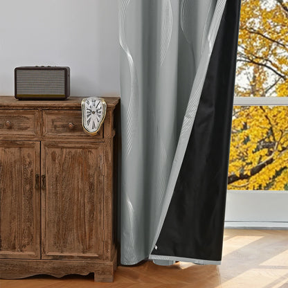 Blackout Curtains - Luxury Marble & Wave Pattern Grommet Top Drapes for Living Room - ZOOMNSTORE