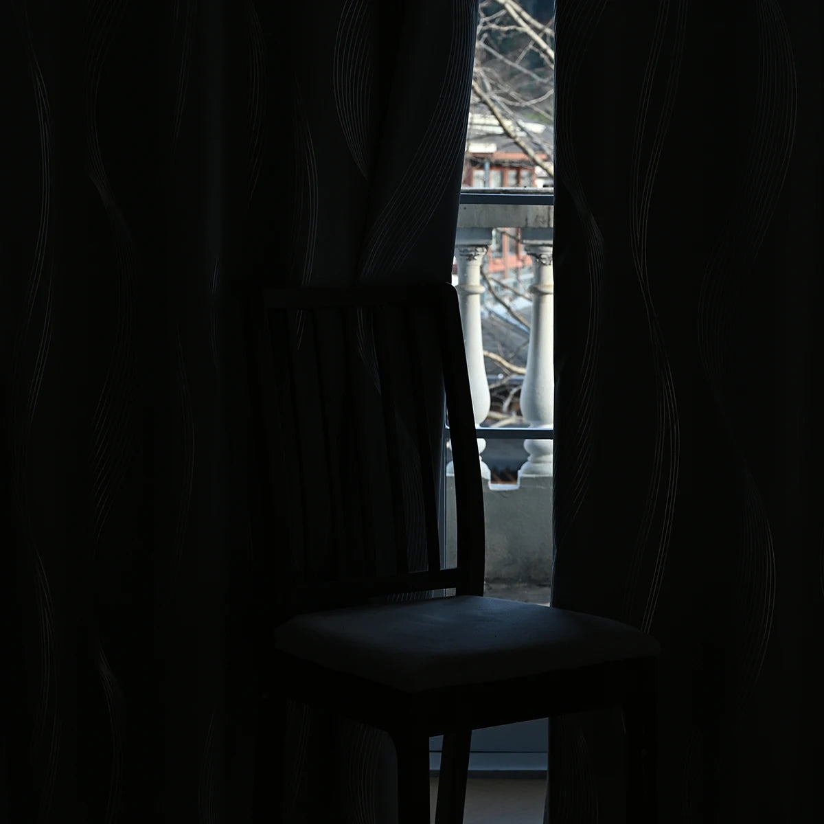 Blackout Curtains - Luxury Marble & Wave Pattern Grommet Top Drapes for Living Room - ZOOMNSTORE