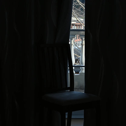 Blackout Curtains - Luxury Marble & Wave Pattern Grommet Top Drapes for Living Room - ZOOMNSTORE