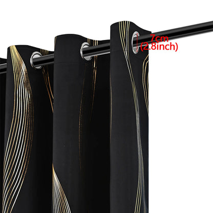 Blackout Curtains - Luxury Marble & Wave Pattern Grommet Top Drapes for Living Room - ZOOMNSTORE